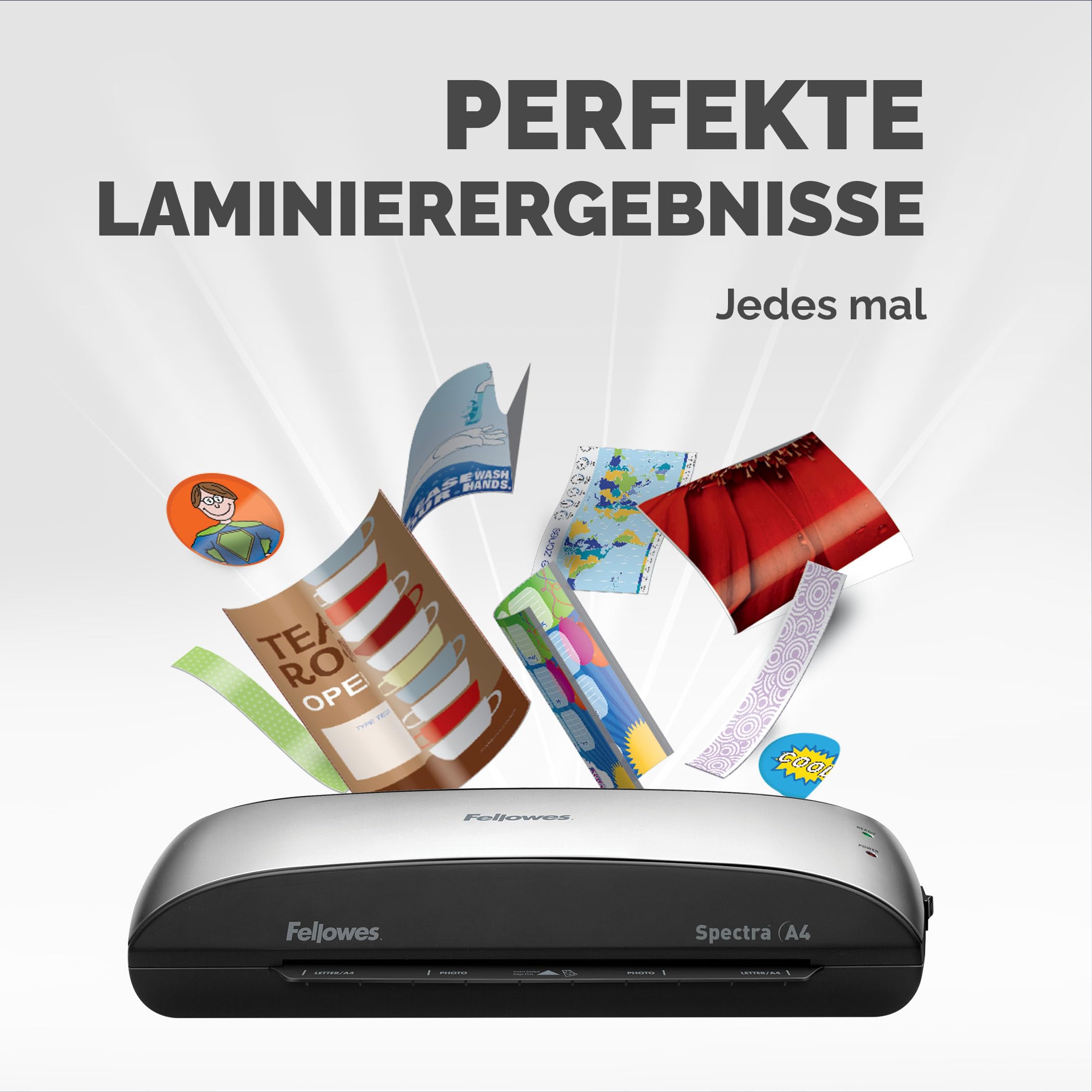 Fellowes A4 Laminiergerät, Spectra A4 für Einsteiger, für 80-125 Mikron Laminierfolien, bis A4 Format, für Zuhause/Home Office, inkl 10 gratis