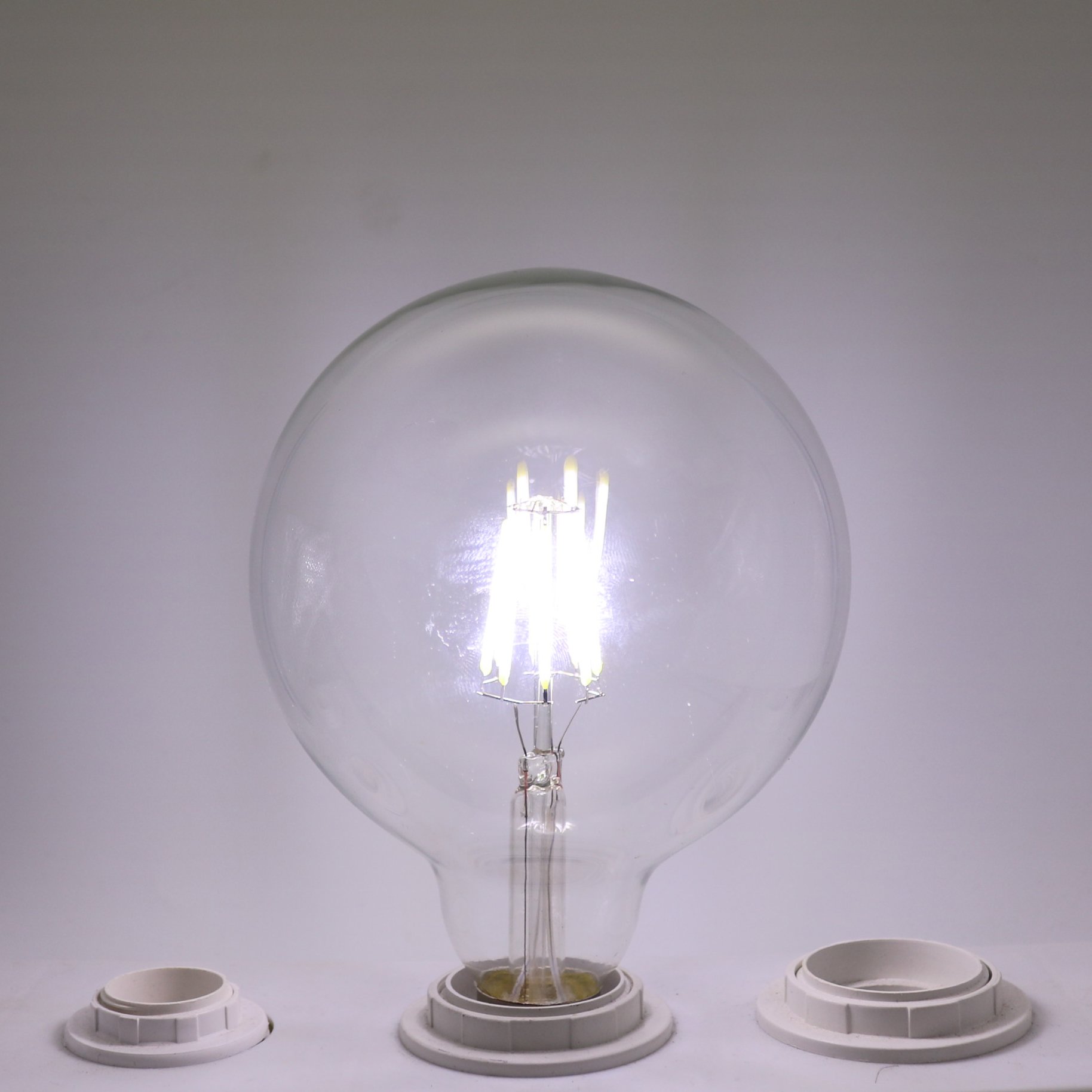 20 unidades – 220 V G125 LED Bombilla Filamento, transparente (Vidrio, E27, 8 W equivalentes a 60 W), 650LM, DIMM Bar fresco blanco 6000 K, ángulo de haz de 360 °, 16.5 x 12.5 x 12.5 cm
