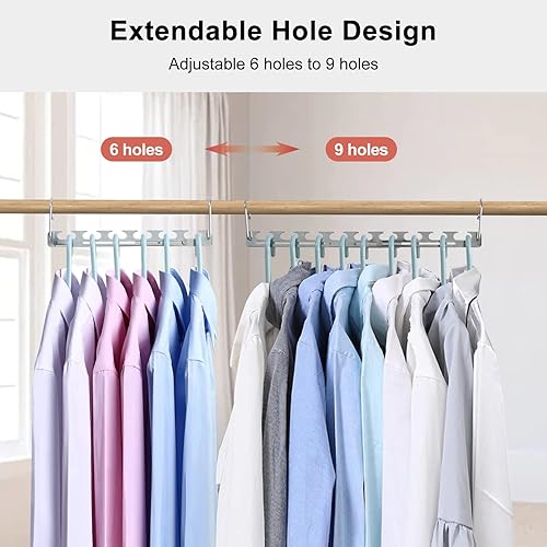 Miniatura 2 de Liangmall Perchas de ahorro de espacio mejoradas, ajustables de 6 agujeros a 9 agujeros, colgador mágico de ropa de acero inoxidable, ahorro de