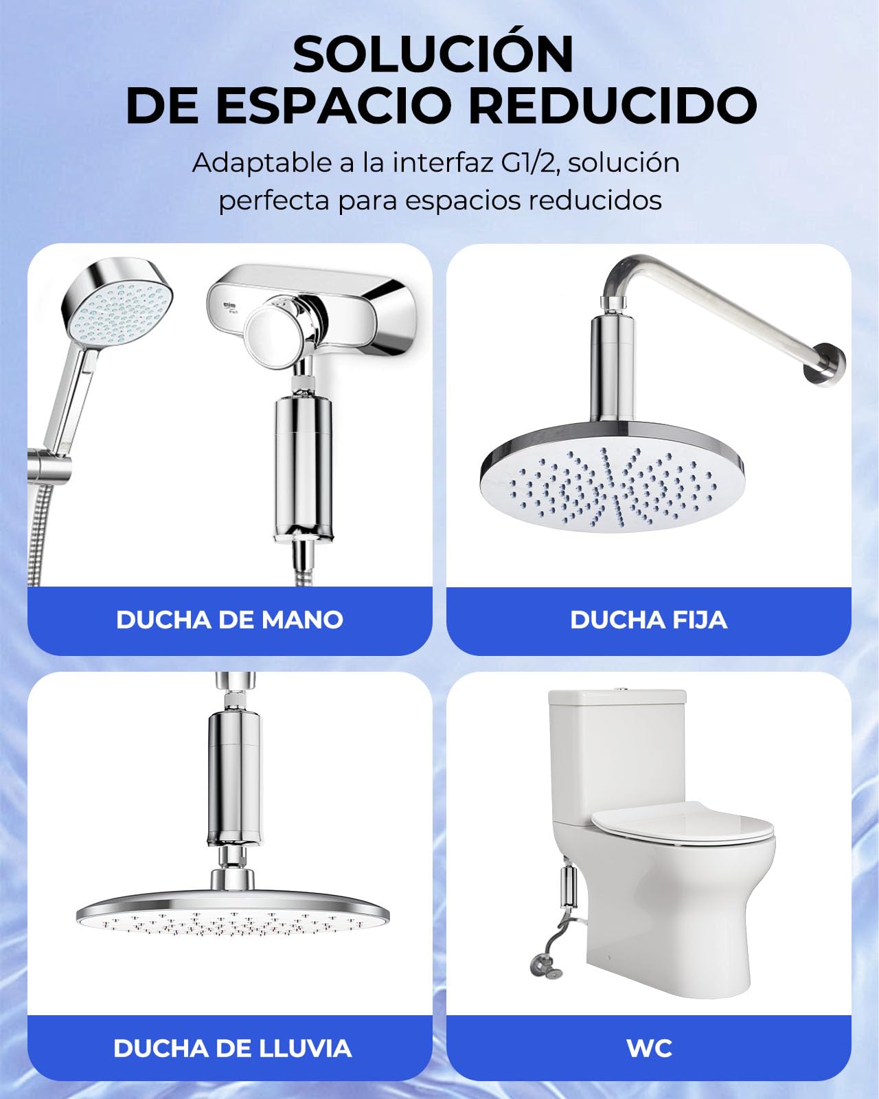 Filtro Ducha con Vitamina C y 2 Cartuchos，Elimina 99% Cloro, Cal y Metales Pesados – Revitaliza Cabello y Piel. Filtro Agua Ducha Antical para una Ducha Saludable(Último)