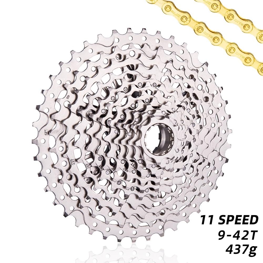 Cassettes Y PiñOnes Piñón de Casete 11 velocidades for Bicicleta montaña, 9-42T, Ligero, Plateado, 9-42, Acero, s, 42 T, V