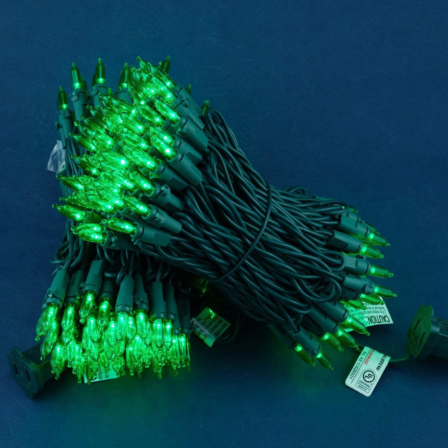 Green LED Christmas Lights 200 Count, Pack of 2 Sets 25 ft 100 LED Green Wire Mini String Lights Set (Green)