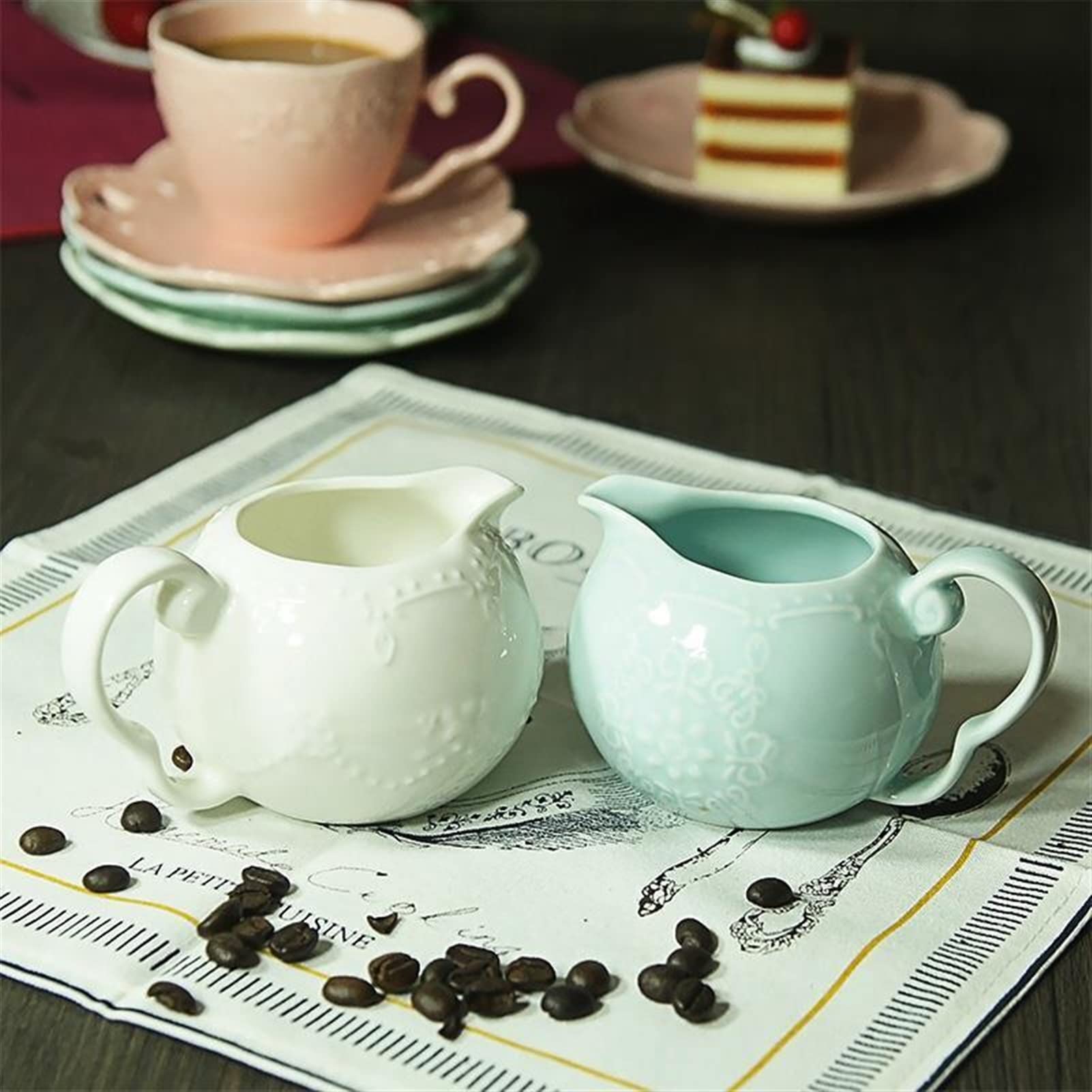 Sos na mleko, rosół, sos ceramiczny dzbanek na mleko wytłaczany porcelanowy słoik na przyprawy domowy sos syrop słoik spiczasty śmietanka naczynie do kawy 200 ml do jadalni, świątecznych posiłków
