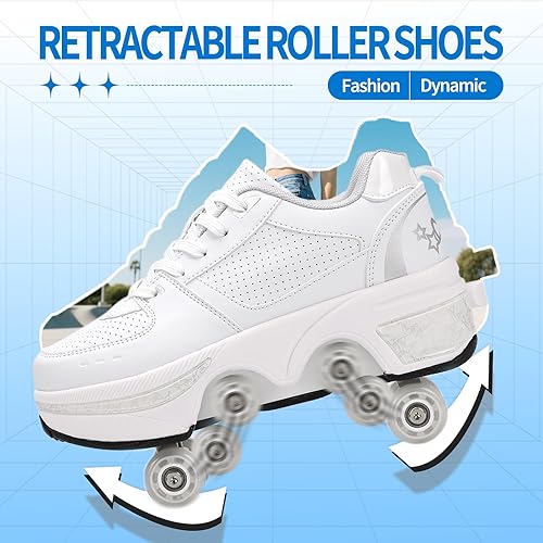 Miniatura 2 de Zapatillas de Patines de Ruedas para Niñas, Niños, Mujeres, Hombres, Zapatos de Patinaje de Doble Fila, Zapatillas con Ruedas Retráctiles, Patines