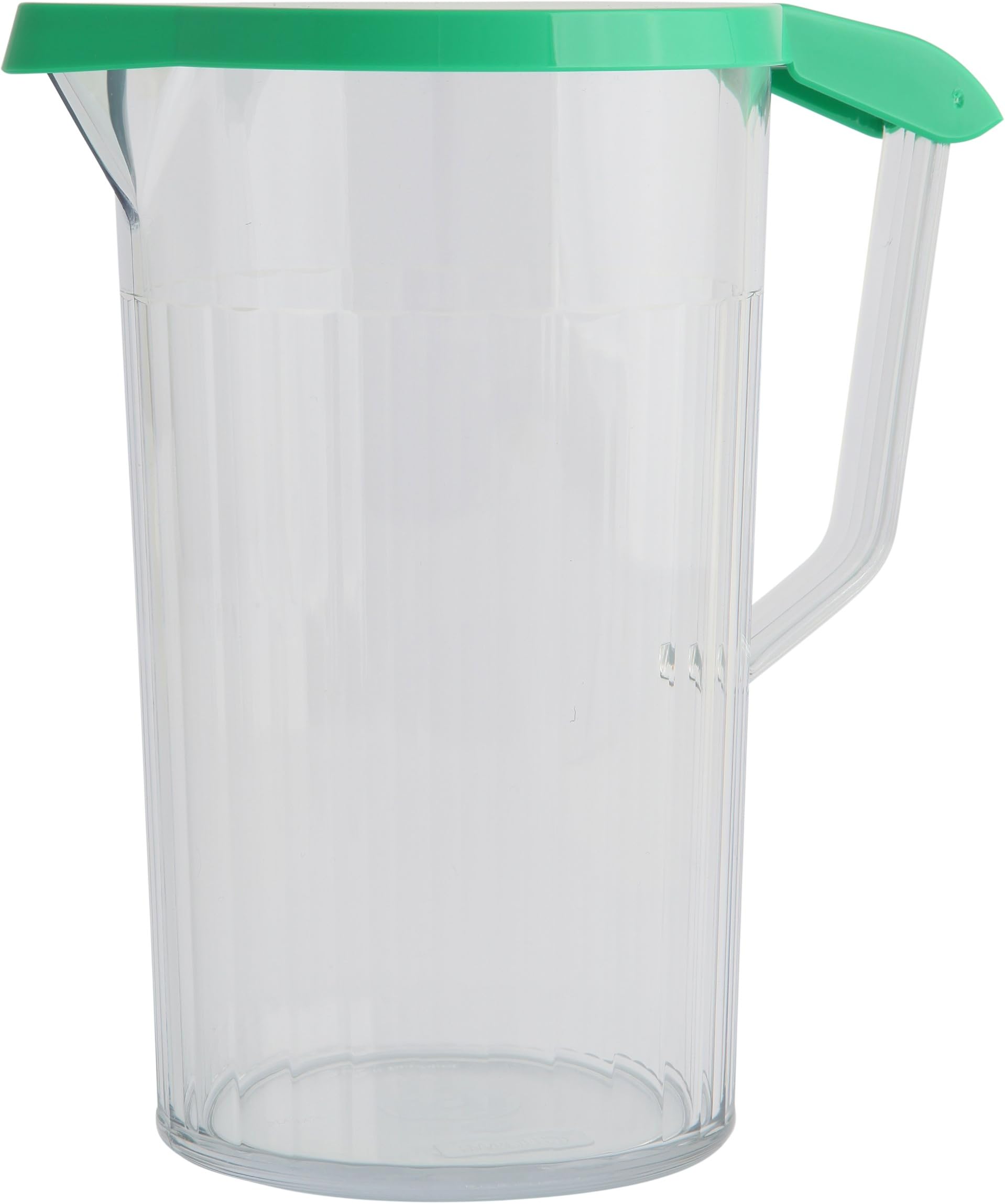 Harfield 1.1 Litre Jug (Clear) and Jug Lid (Green) Reusable Virtually Unbreakable Dishwasher Safe