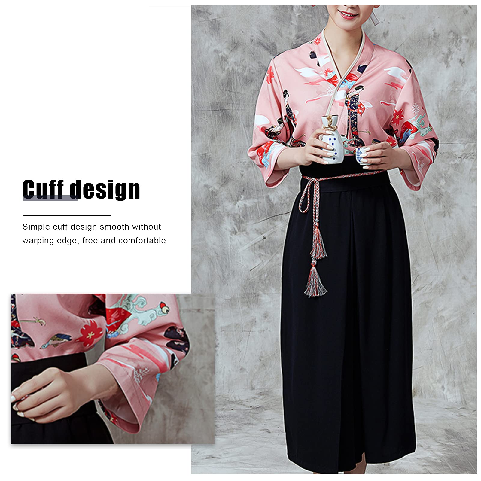 Chaqueta de Chef Kimono Impresión de Estilo Japonés Camarero Uniforme de Trabajo de Cocinero