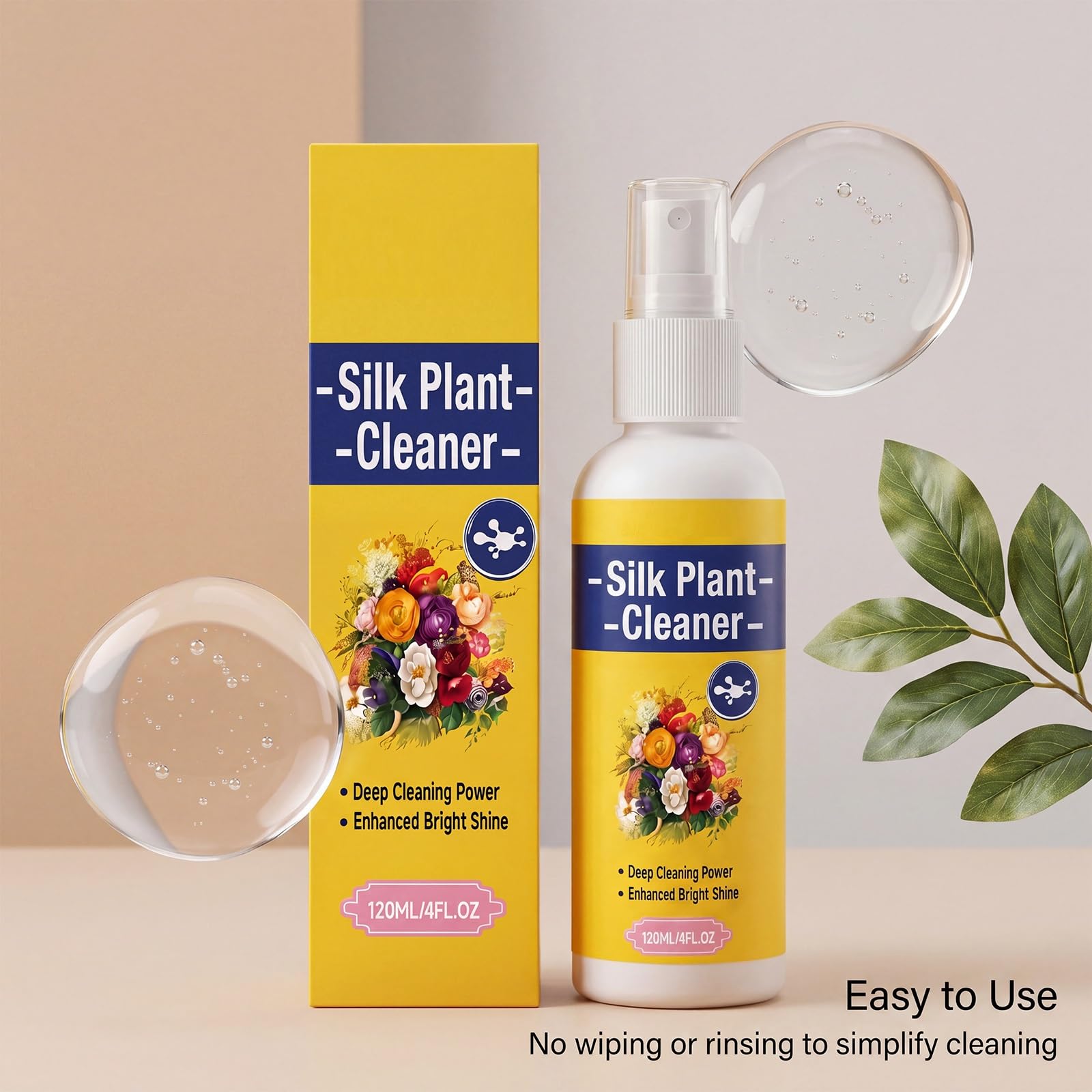 Künstliche Pflanze Blume Reiniger, Seide Blume Reiniger Spray kein wischen, Blatt Glanz Spray für Zimmerpflanzen, geeignet für künstliche Pflanzen und Blumen 120ml (8pcs)
