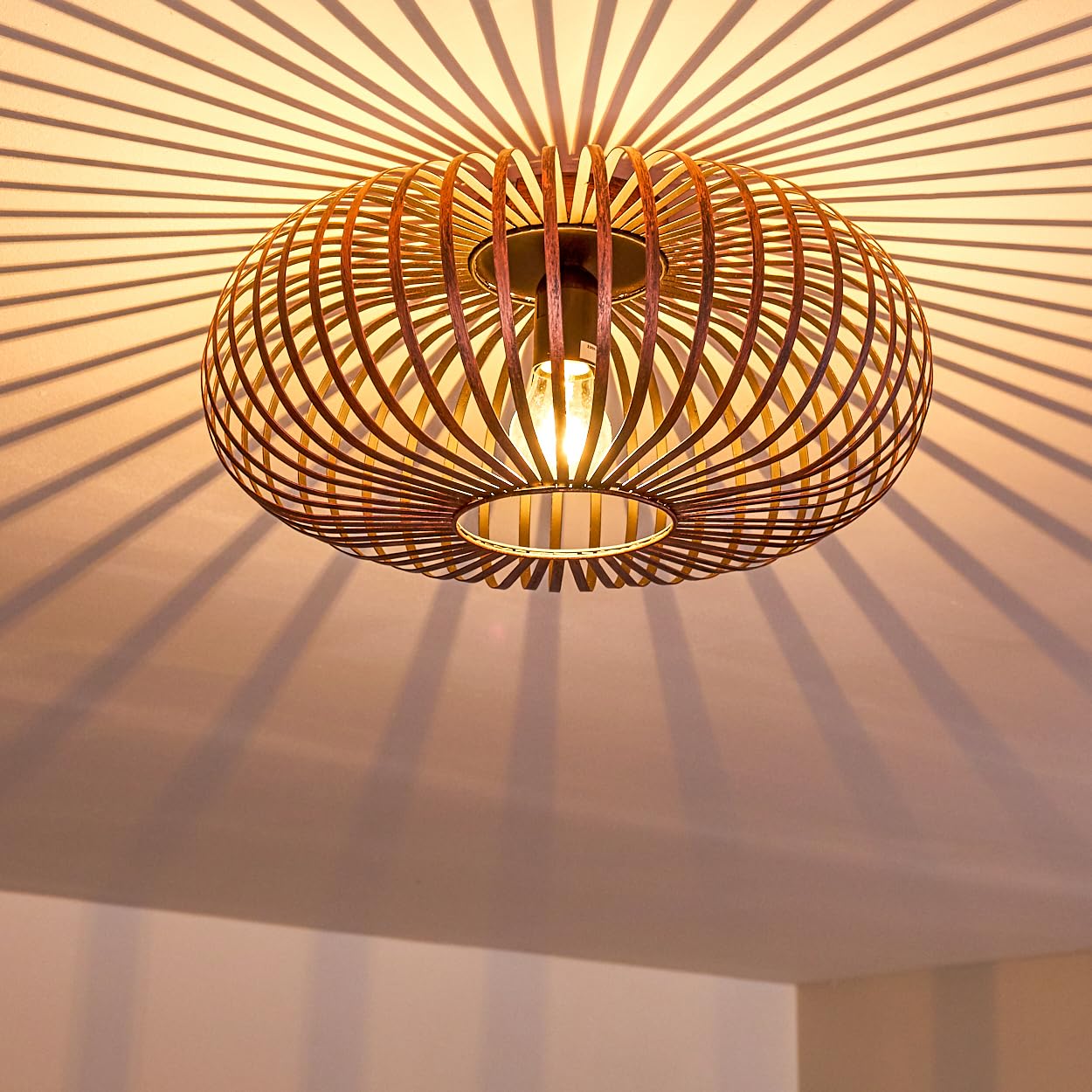 hofstein Oravi, Ceiling Light, Metal Ceiling lamp in Copper, 1-Flame, 1 x E27-socket, Modern spot in Retro/Vintage Design with Lattice and Light Effect on the Ceiling, Without Bulbs