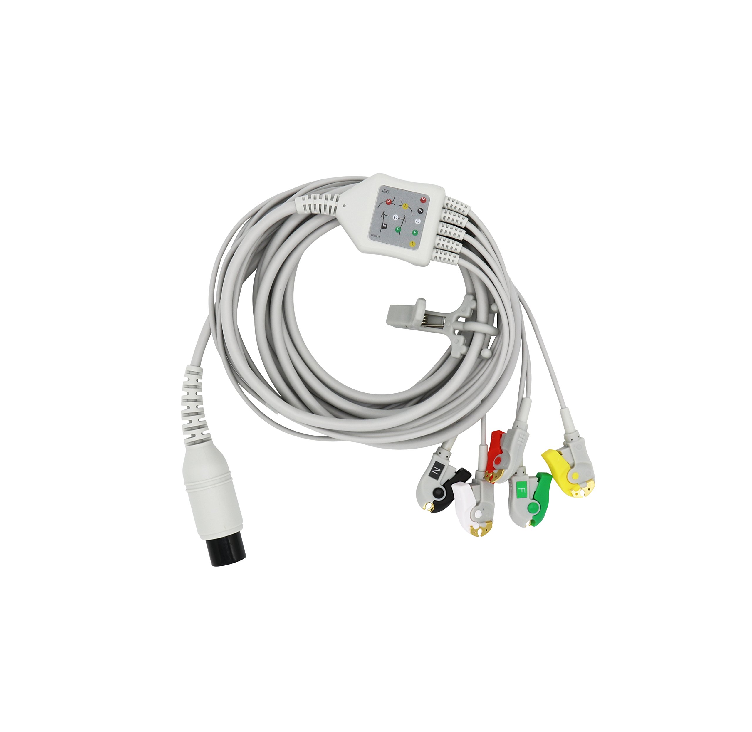 Compatible con AAMI ECG Cable 5 cables de 6 pines conector recto/grabber IEC estándar europeo