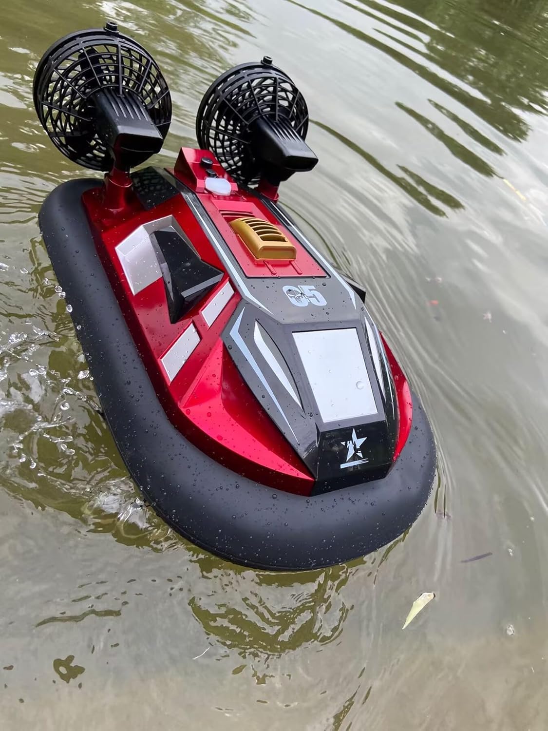 2.4G Large Remote Control Hovercraft Full Function Fast Boat Water & Iceland Walking 1/14 Scale 9.3 mph (15 kmh) RC Watercraft for 14 Years Old Big Boy +