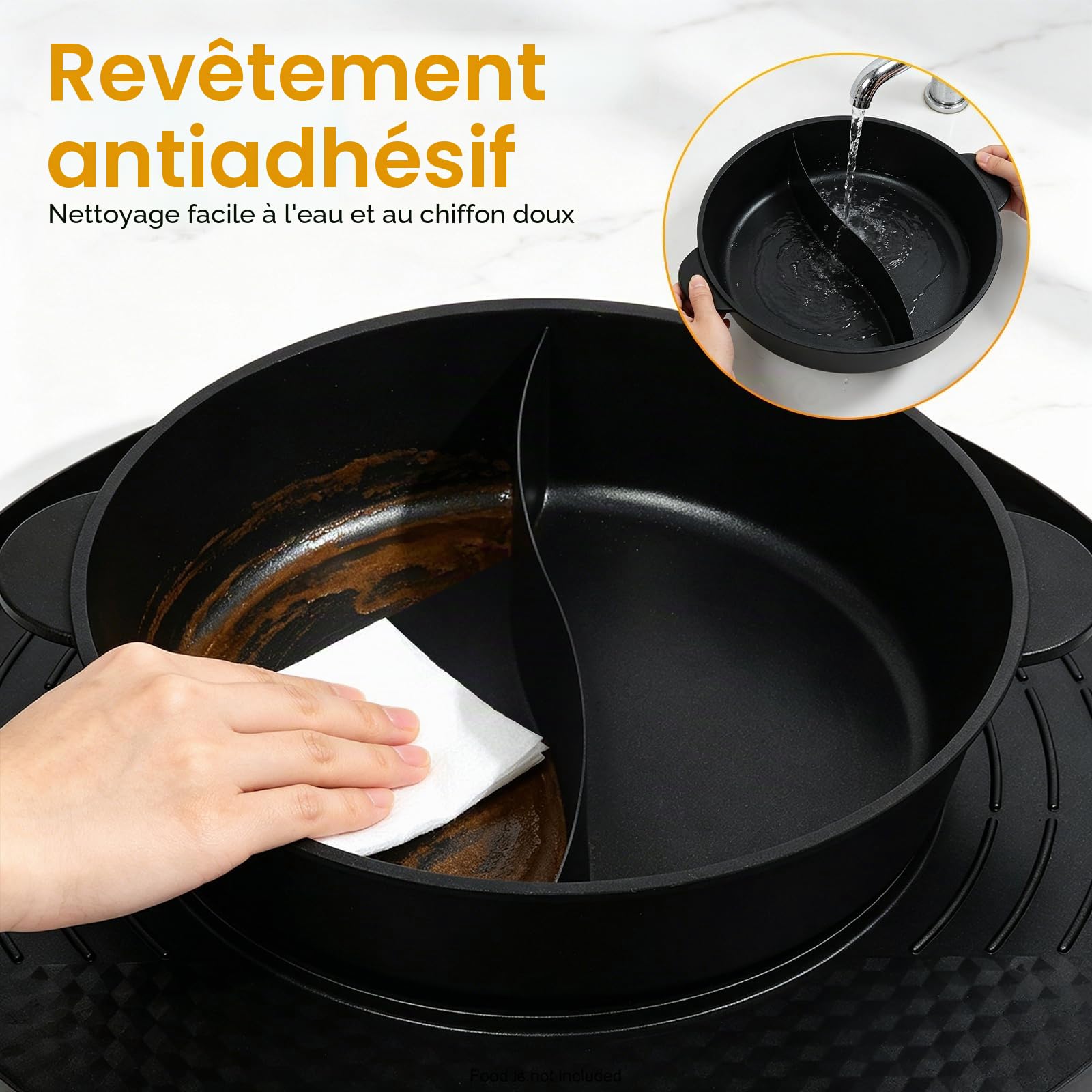 Hotpot et raclette 2 en 1, élément chauffant électrique en acier inoxydable, barbecue coréen, revêtement anti-adhésif, Hotpot pour mijoter, cuisiner, rôtir