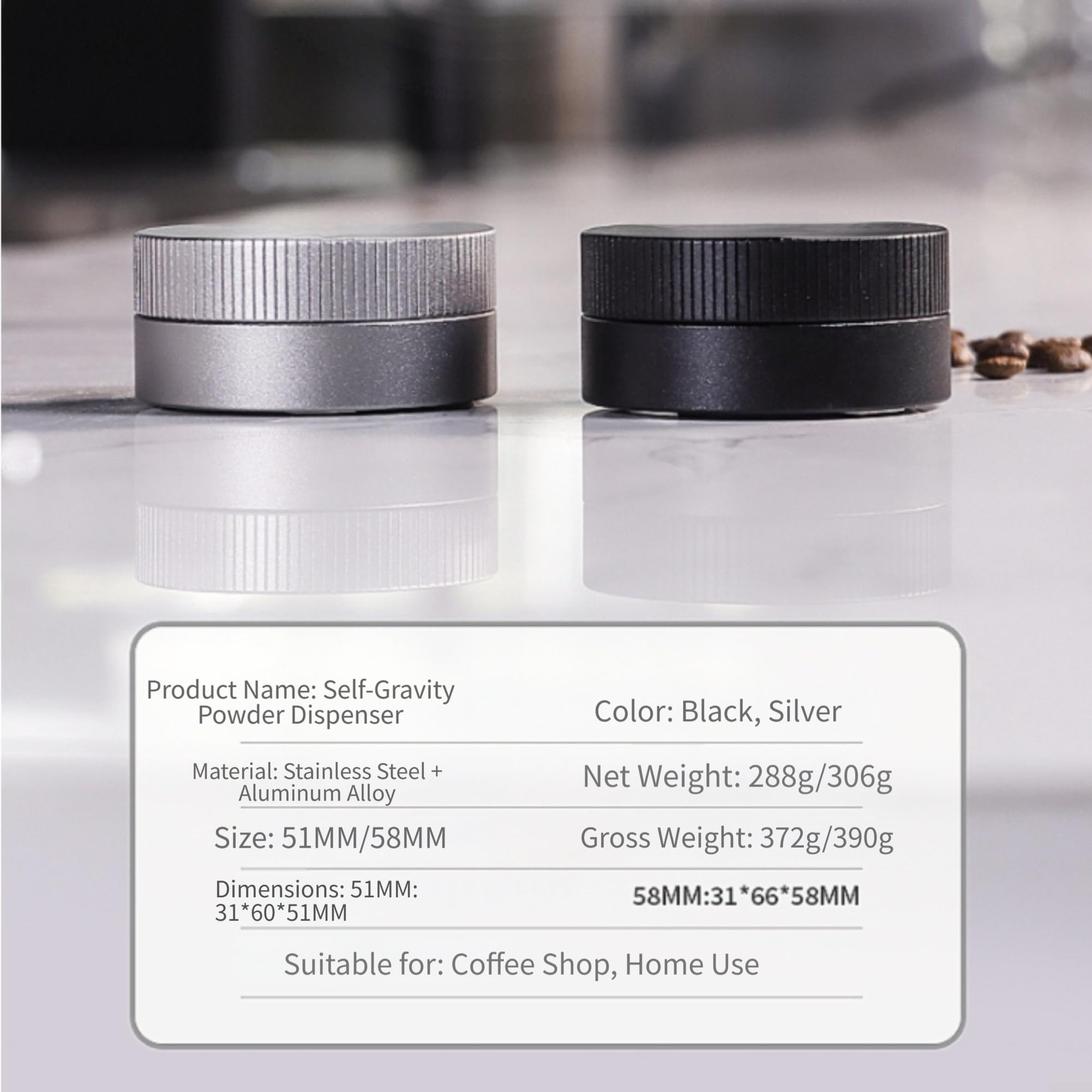 Distributore per caffè Acciaio Auto-Regolante 51mm Distributore