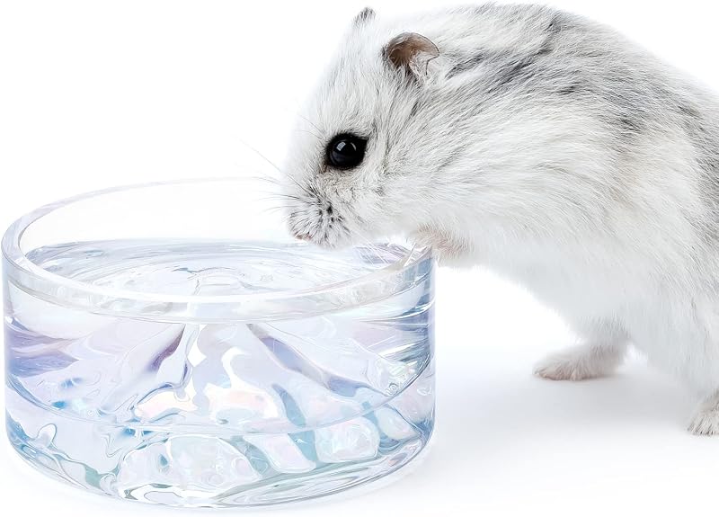 Hamster Feeding & Water Bowl- 50ml Capacity & No Wet Fur for Pet | Chew Proof - Mount Fuji Series Glass Drinking Bowls for Dwarf Syrian Hamsters Gerbils Mice Rats or Other Similar-Sized Pets