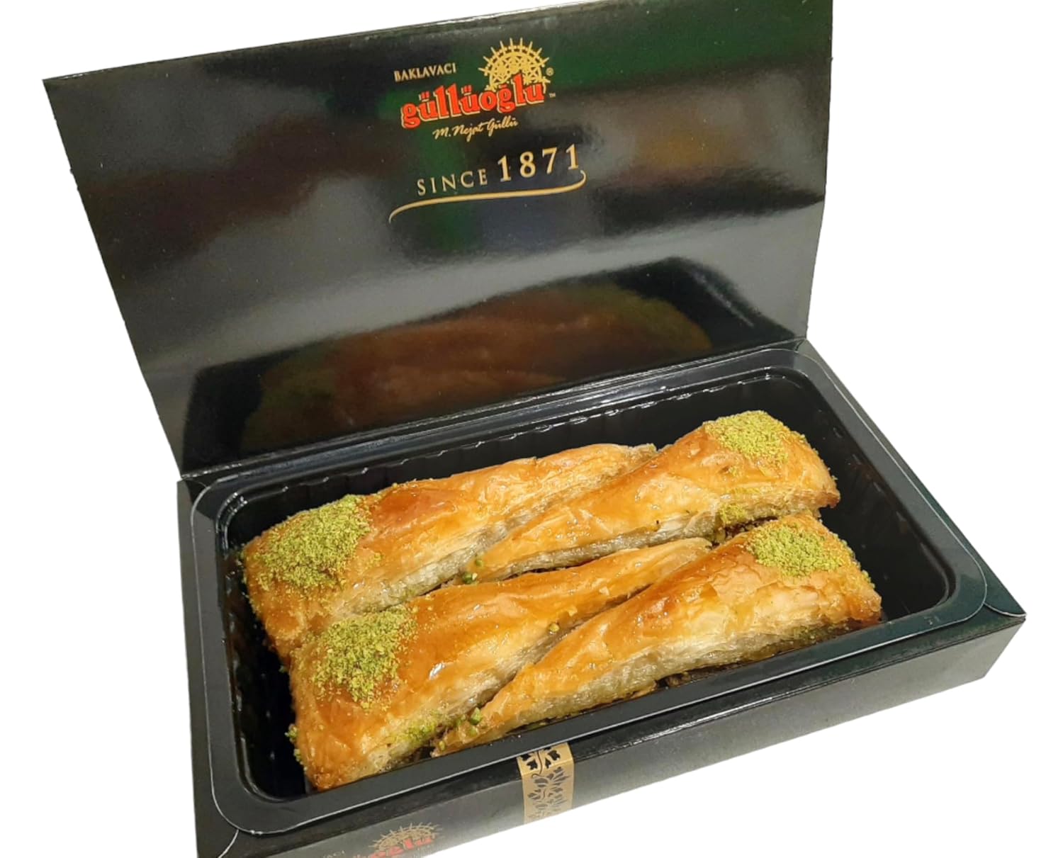 Gulluoglu Carrot Slice Pistachio Baklava, 4 pieces (1.19 lb - 540 gr), daily fresh shipment from Istanbul/Turkey