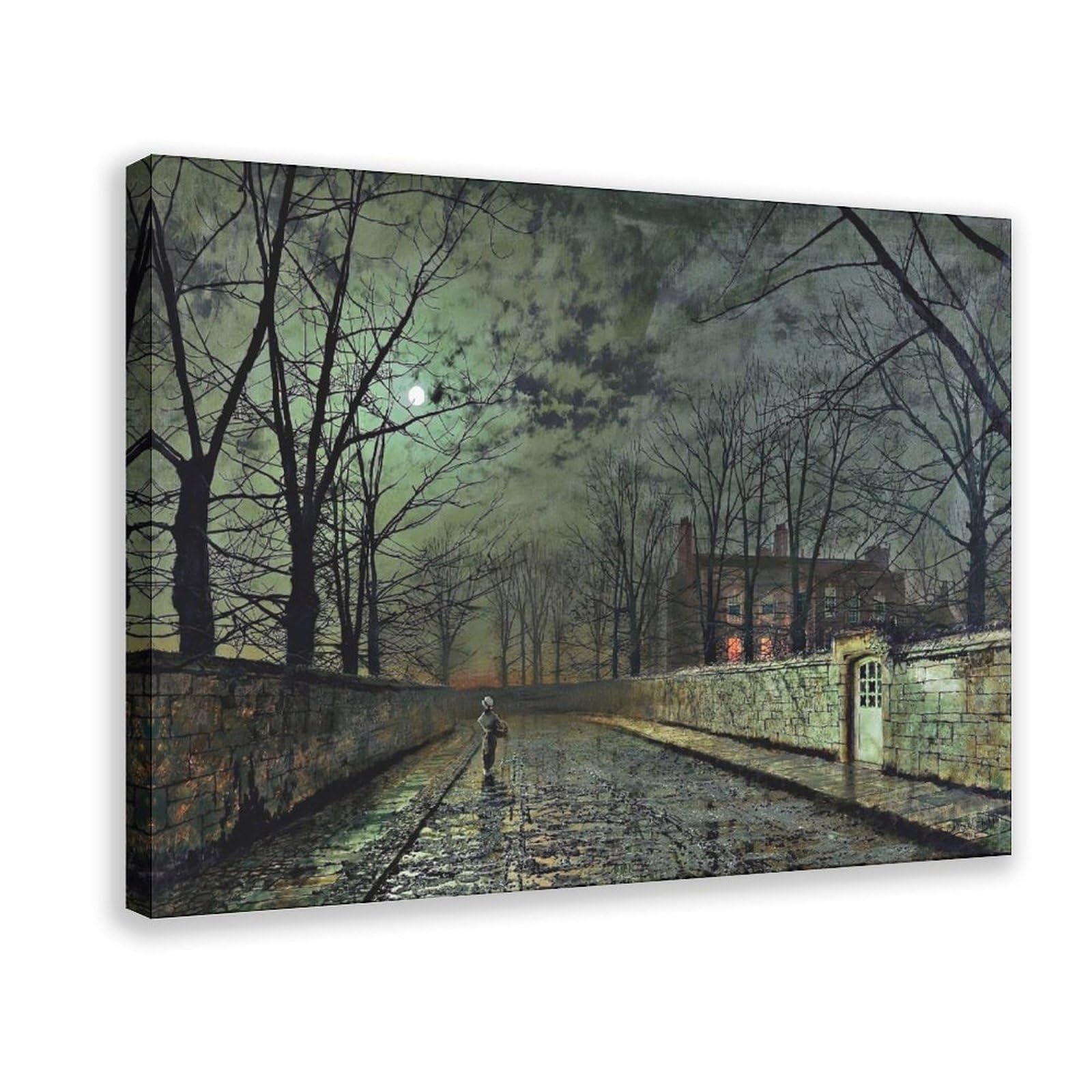 WCYB Silver Moonlight by John Atkinson Grimshaw Posters Prints Canvas Deco Paintings Wall Art Hangable Frame 16" L X 24" W