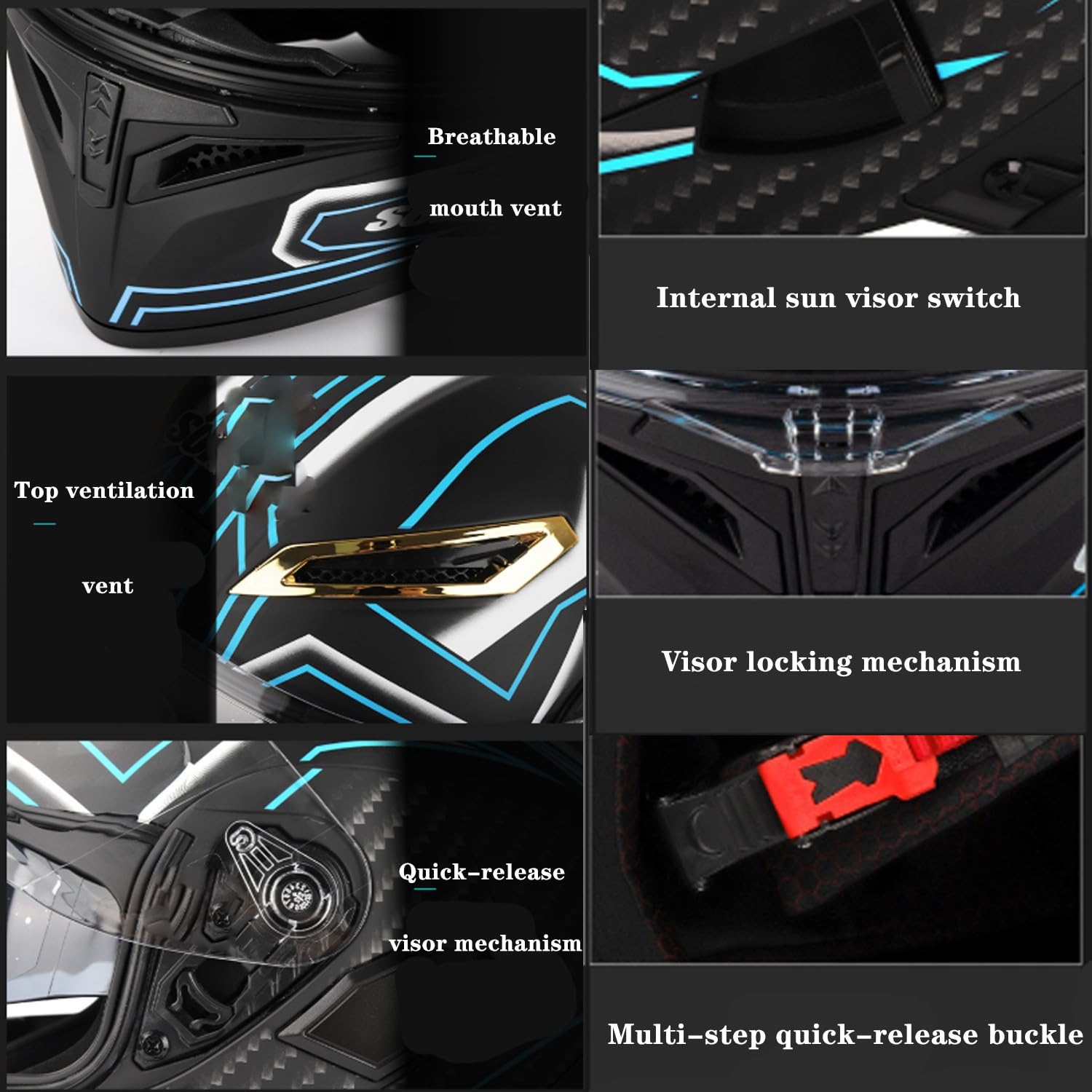 Casco Integrali Moto Apribile Con Doppia Visiera Caschi Integrale Apribili e modulari Approvato DOTECE Elmetto Integrato Modulare Fibbia a sgancio rapido Per Uomini Donne
