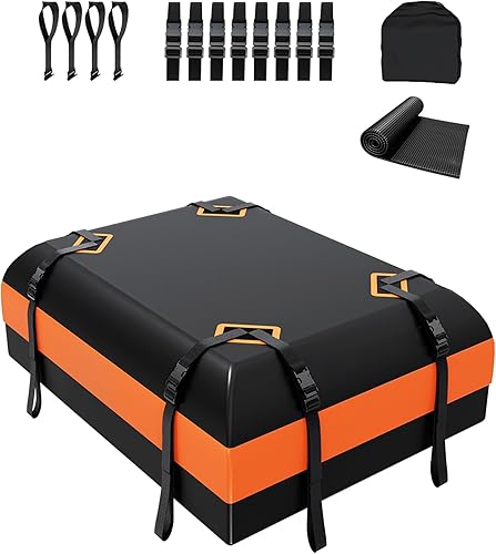 DEEAGLE Portaequipajes para techo de 15 pies cúbicos  Bolsa de carga para techo de coche para vehículos sin portaequipajes  Impermeable suave
