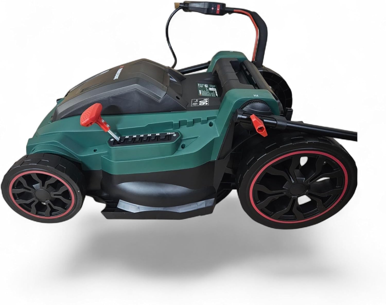 Person operating the Parkside PRMA 40-Li C1 Cordless Lawn Mower on a lawn