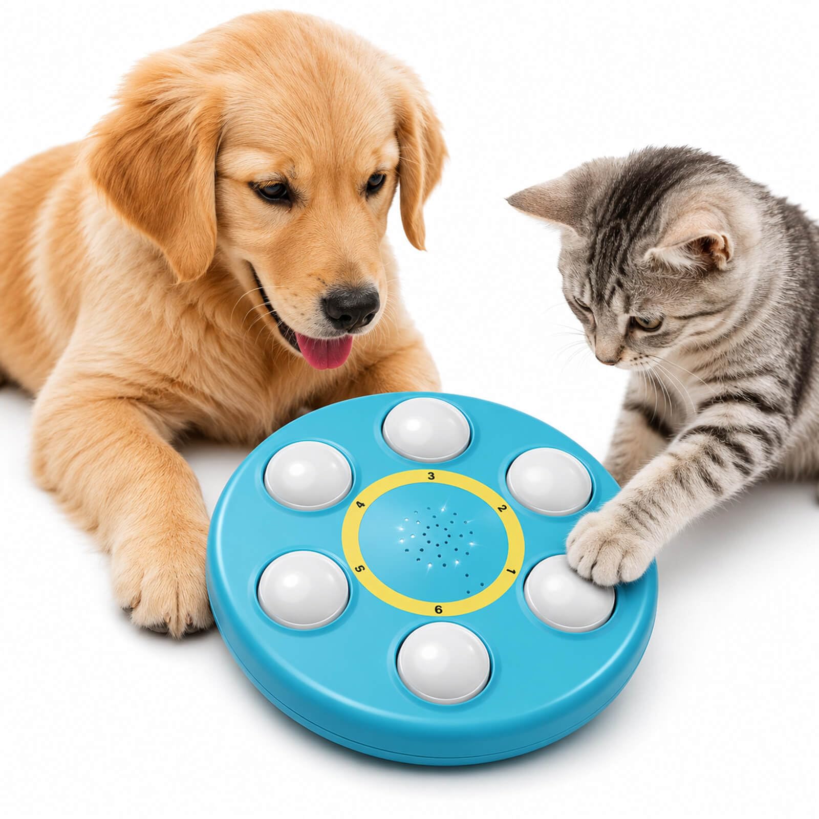 6-In-One Voice Recording Button, Dogs cat talk& Speaking Buttons for Communication Pet Animal Training Buzzers, Classroom Fluent Answer 30 Second Record & Playback, Funny Gift for Study Office Home