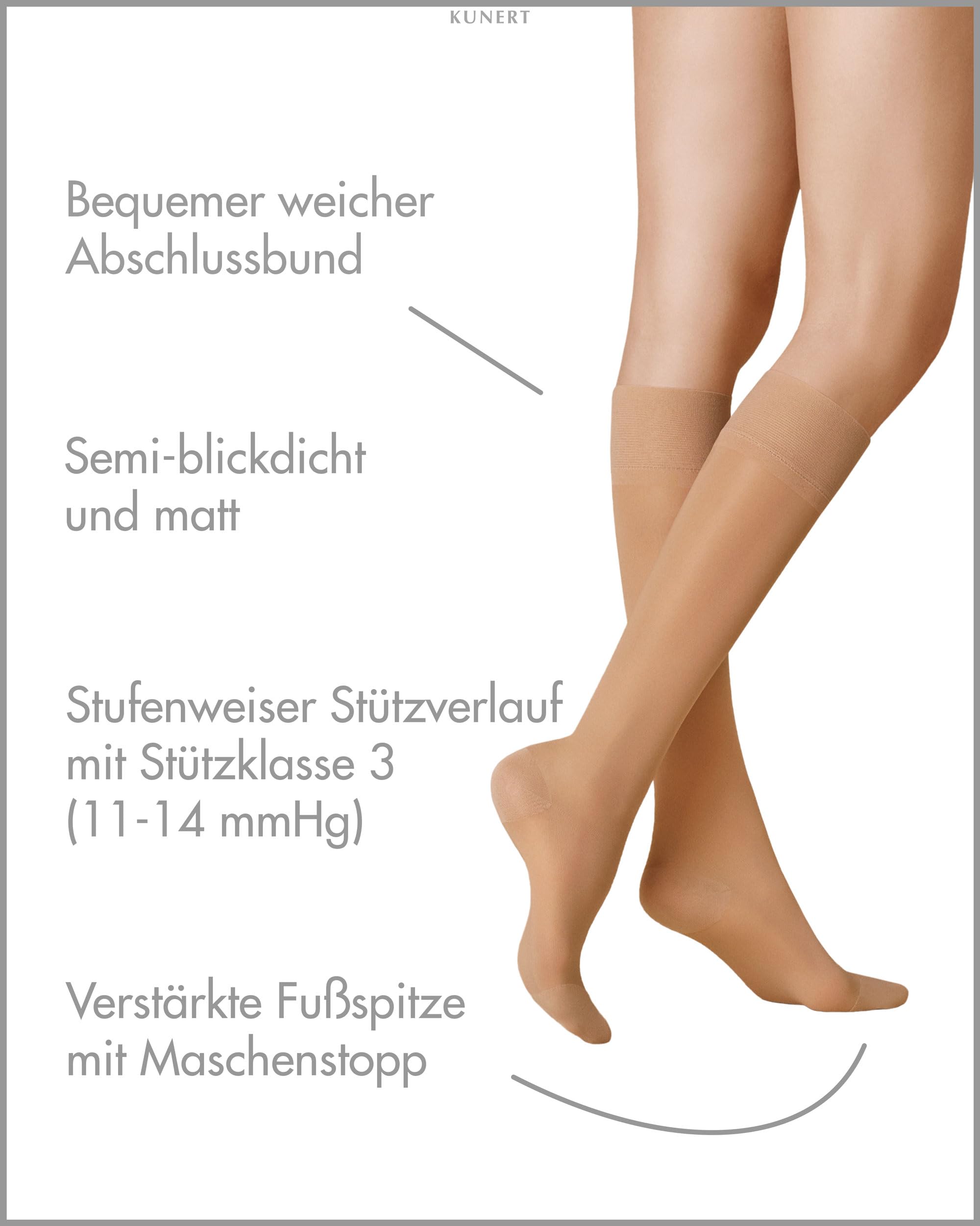 KUNERT Damen Kniestrümpfe Fly&Care® 40 extra fein 40 DEN