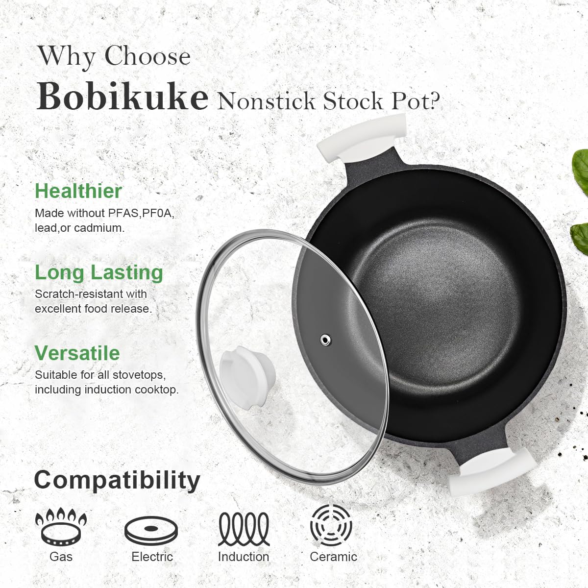 Ollas de vapor de 6 litros con tapa, olla antiadherente de 6 L con vaporizador de verduras, sin PTFE y PFAS, olla grande para cocinar al vapor, asas que se mantienen frías, compatible con