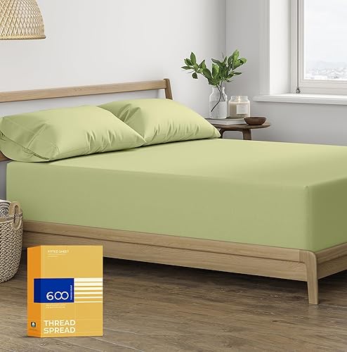 Miniatura 27 de Thread Spread Sábana bajera ajustable 100% algodón tamaño Queen – Sábana bajera de algodón de 600 hilos tamaño Queen, lujosamente suave, duradera