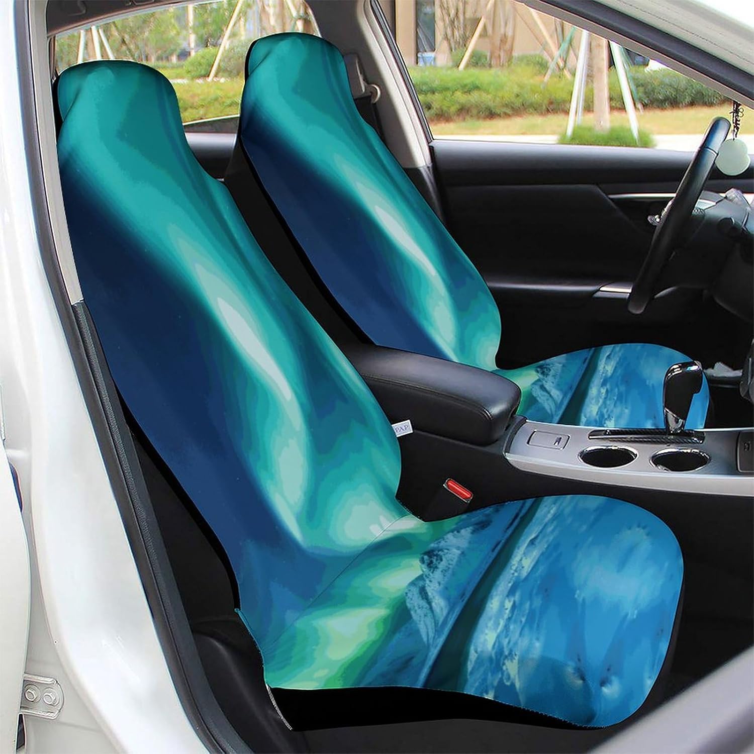 Breathable Car Seat Cover Northern Lights Car Front Seat Protector with Elastic Band Edge Auto Seats Cushions Cars Interior Accessories Fit SUV Sedan Van Truck 1PCS