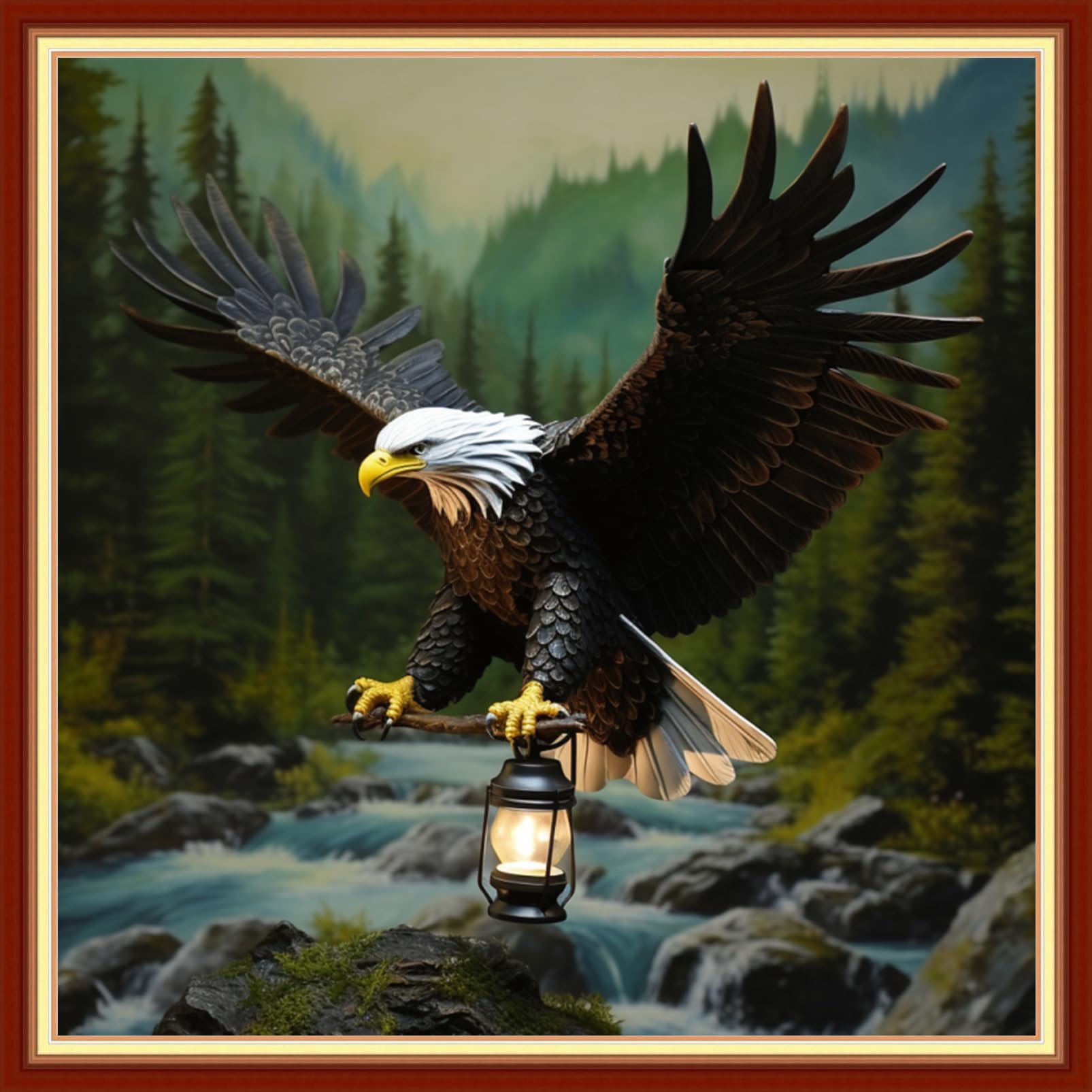 Dooxvey Cross Stitch Kits for Adults Stamped Full Range of Embroidery Starter Kits for Beginners 11CT Printed Cross Stitch Patterns Needlepoint Kits Stamped Crossstitch-Eagle 18x18 inch