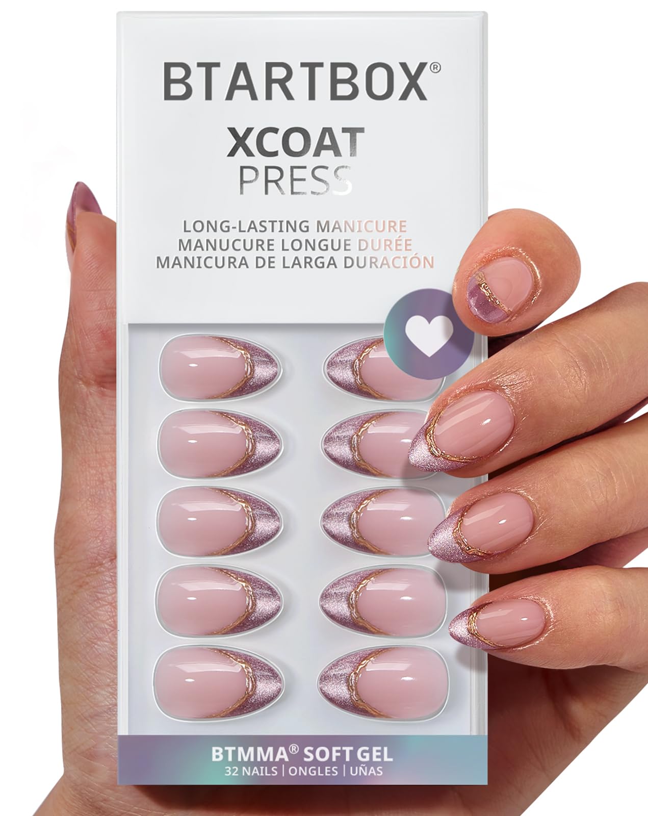 BTArtbox Press On Nails - 32pcs Almond French Tips -30 BTArtbox Press On Nails - 32pcs Almond French Tips -30