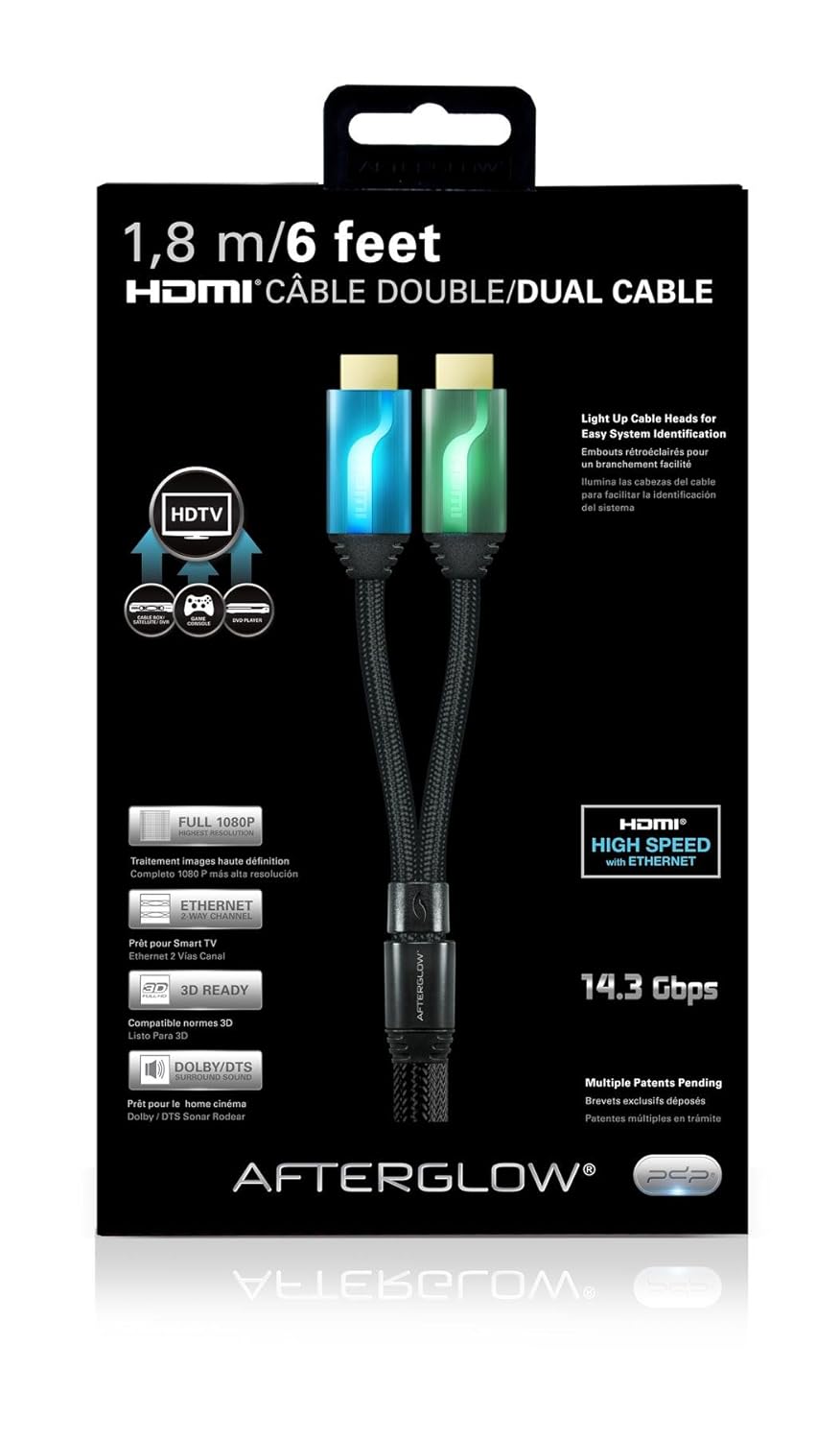 Afterglow PL-9019BGEU Double HDMI Cable - 1.80 m - Blue/Green