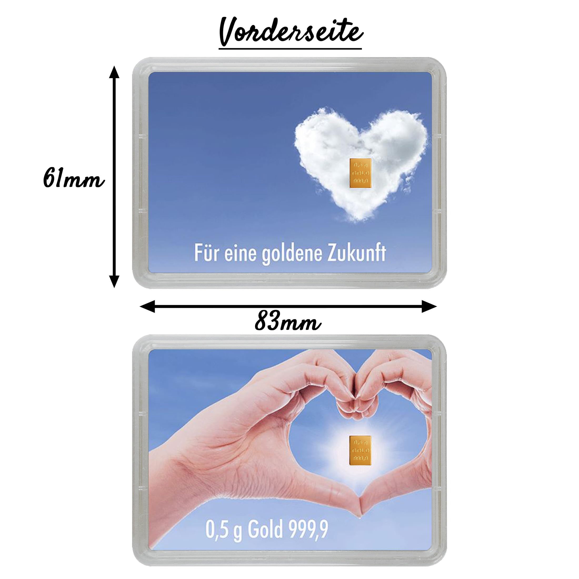 Gold verschenken - Goldbarren 0,5g in Geschenk Motivbox “Für eine goldene Zukunft” - Feingold - Echtheitsgarantie