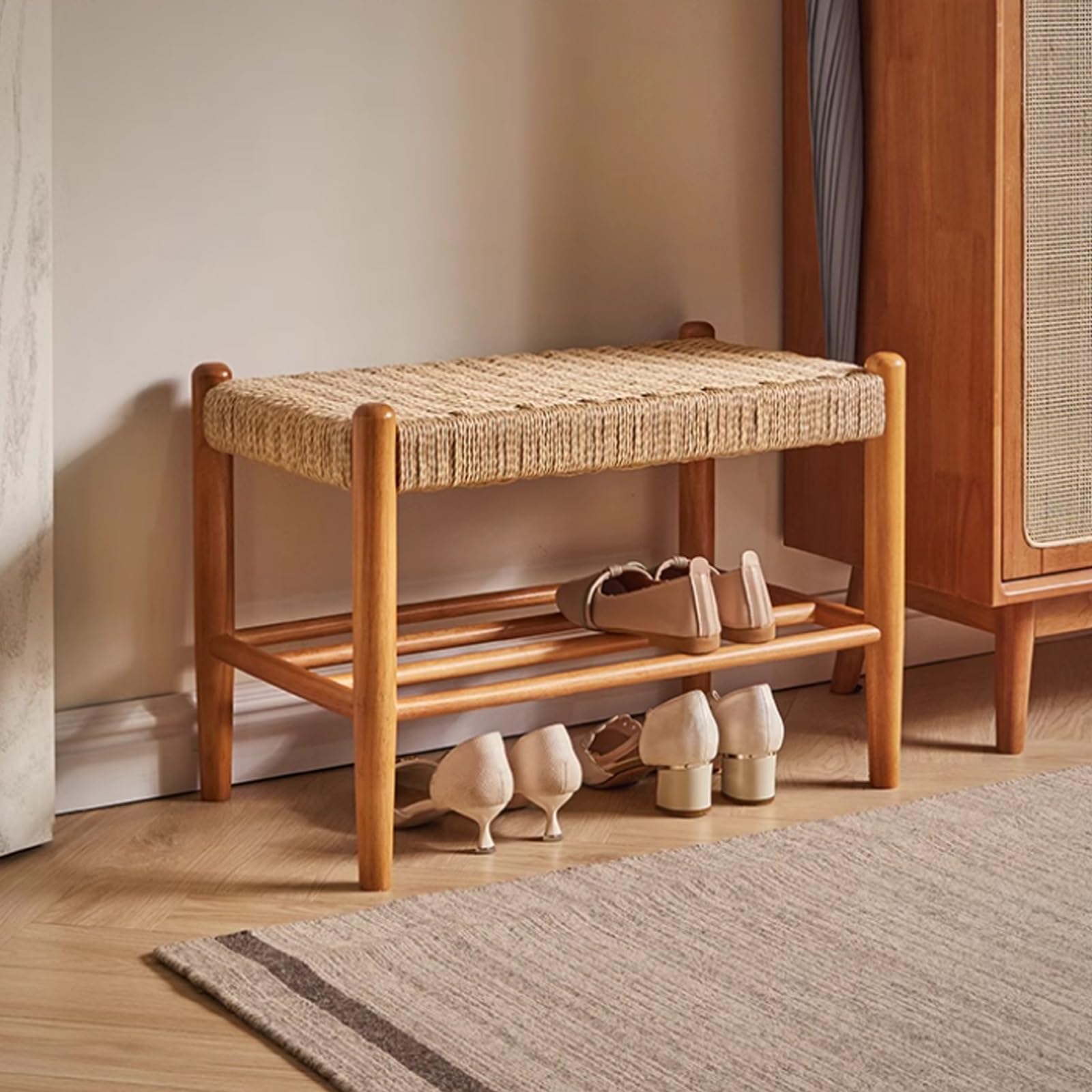 Banc à chaussures en bois pour entrée : finissez-en avec le désordre du couloir