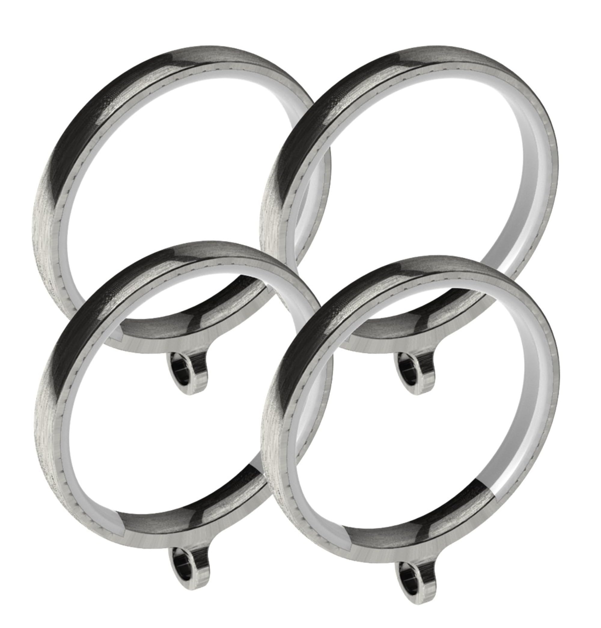 Swish Design Studio Luxury Lined Curtian Rings, for use on 35mm Curtain Pole (4, Satin Steel)