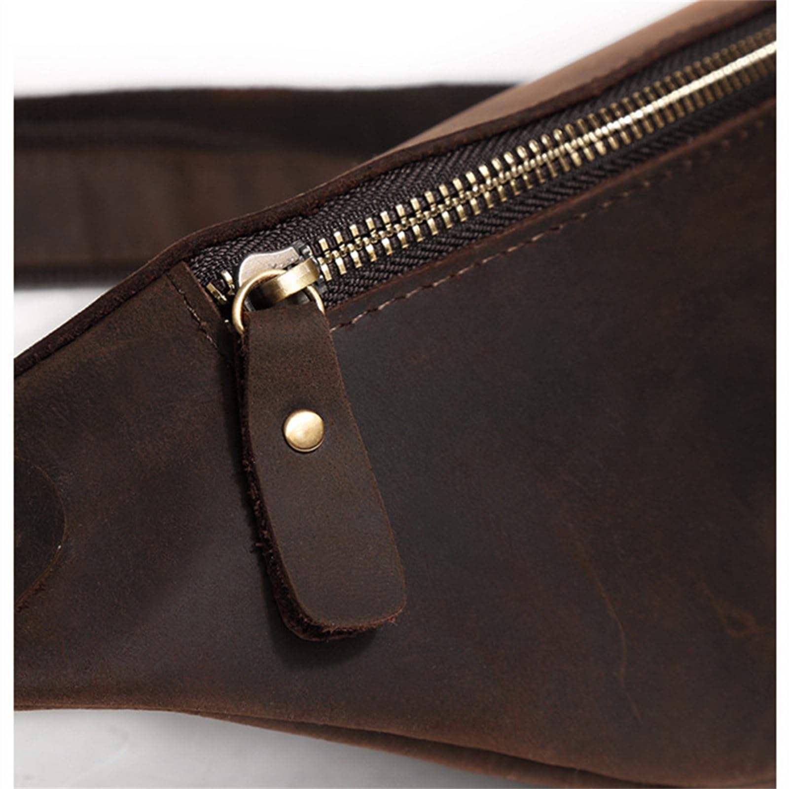 Talia nerka męska torba vintage skórzana talia crossbody klatka piersiowa do podróży biegania treningu, Kawa, 35x7x11.5cm, Jeden styl