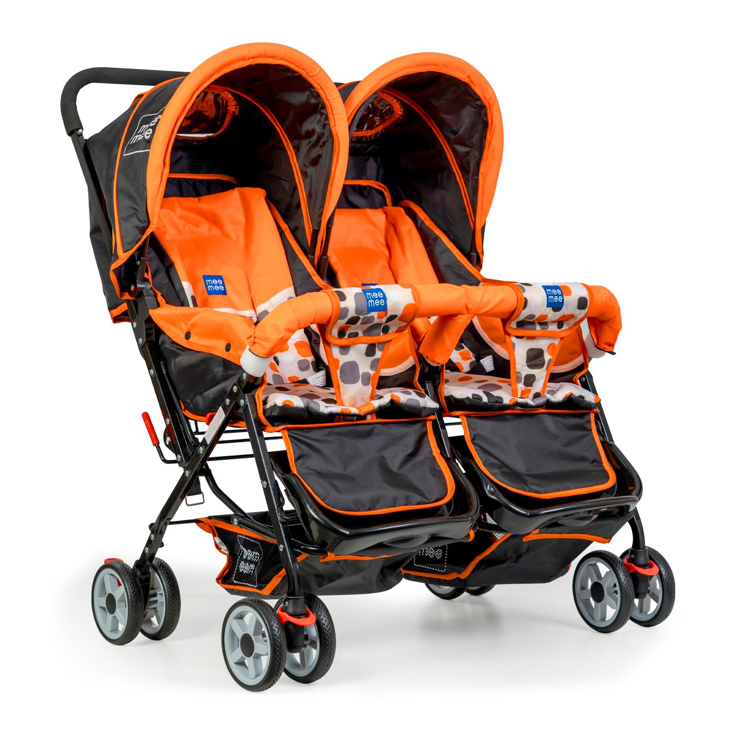 Mee Mee Twin Buggy Baby Stroller & Pram Easy Foldable with Adjustable Seating Positions| Age 0-2 yrs & Weight Upto 20 Kg with Swivel Wheel | 3 Point Safety Harness Belt with Comfortable Seats