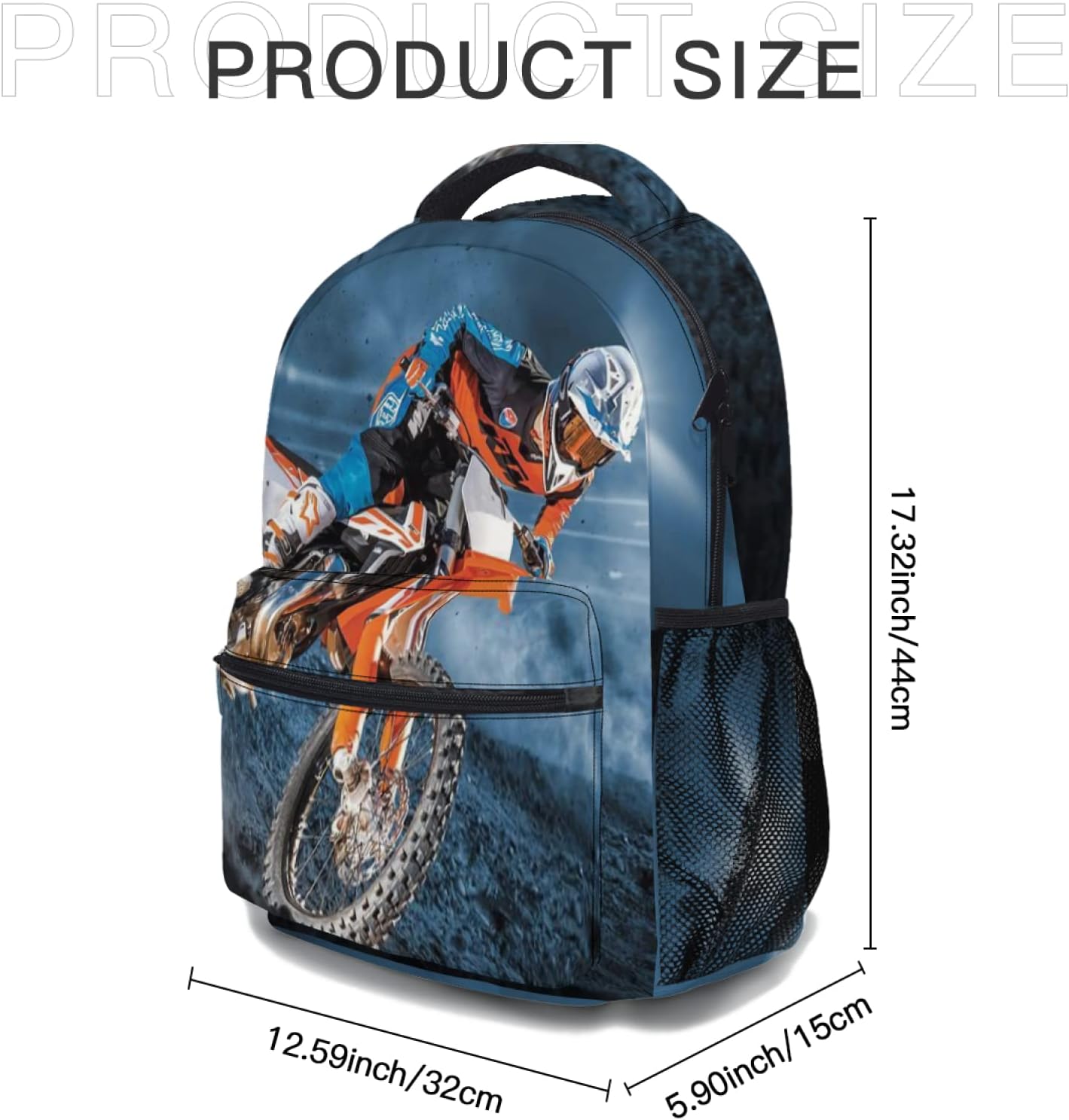 Giwawa Motorcross Backpack for Kids, Dirt Bike Motorcycle School Bag Lightweight Bookbag Daypack for Boys Girls Students Laptop Travel, Adjustable Shoulder Strap & Multiple Pockets - Image 8