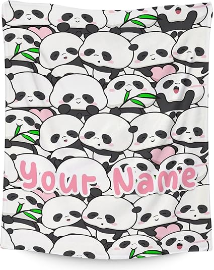 Mercuryelf Custom Panda Throw Blanket - Soft, Fuzzy & Warm - 30x40 Inches Small Blankets for Lap, Crib - White Funny Throws Gift for Panda Lovers