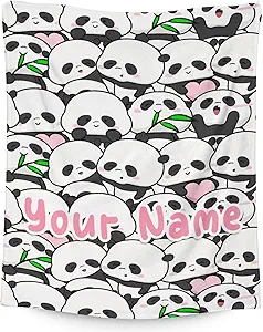 Mercuryelf Custom Panda Throw Blanket - Soft, Fuzzy & Warm - 30x40 Inches Small Blankets for Lap, Crib - White Funny Throws Gift for Panda Lovers