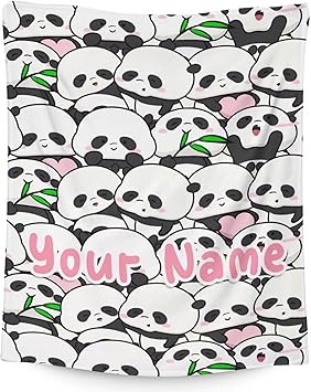 Mercuryelf Custom Panda Throw Blanket - Soft, Fuzzy & Warm - 30x40 Inches Small Blankets for Lap, Crib - White Funny Throws Gift for Panda Lovers