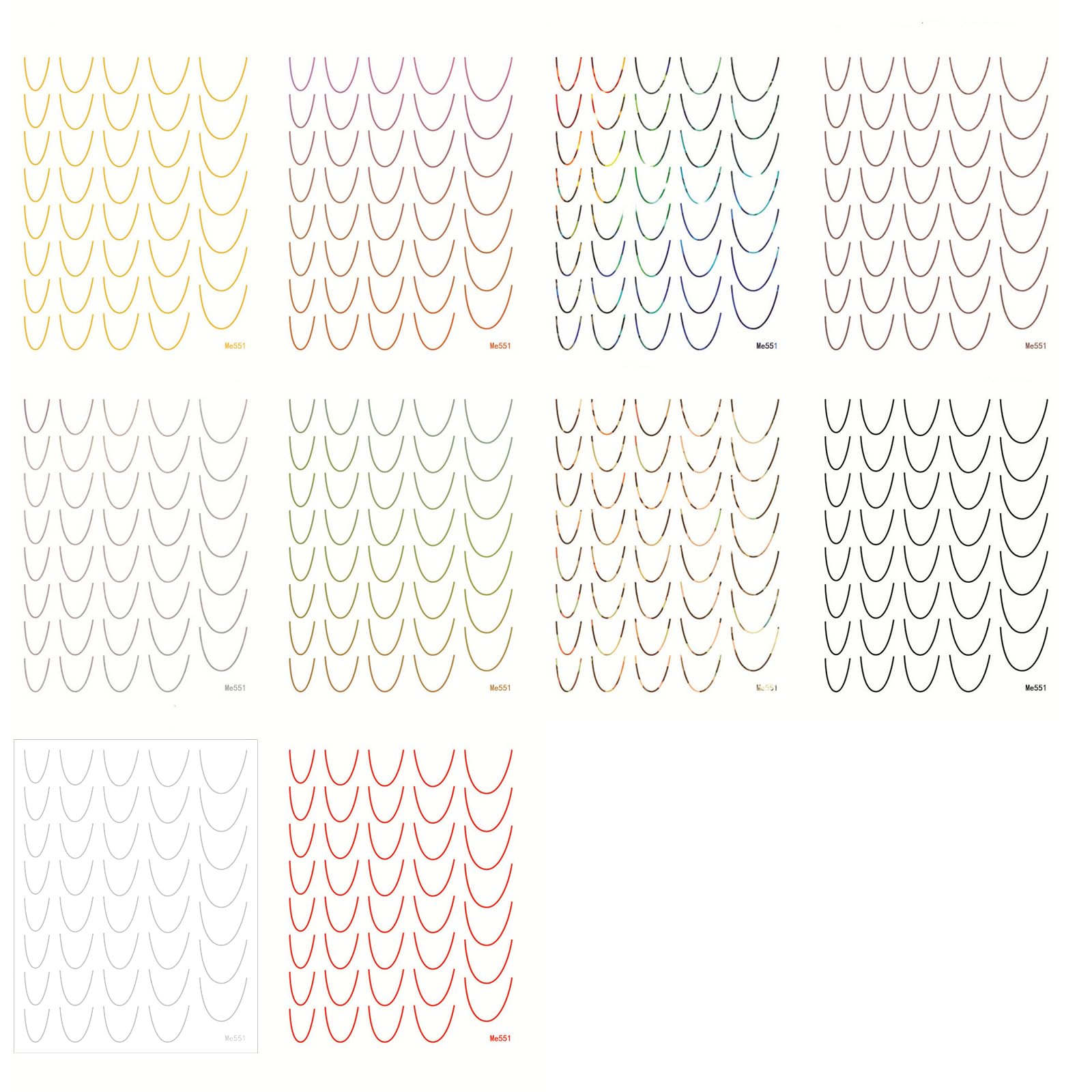 12 Sheets French Line Nails Art Stickers French Tip Line Nails Decals Self-Adhesive French Tip Nails Stickers