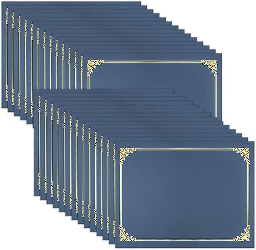 Portacertificados SUNEE (Azul Marino, 30 paquetes), cubiertas de diploma con borde de papel dorado, para certificados de tamaño carta 8.5x11,