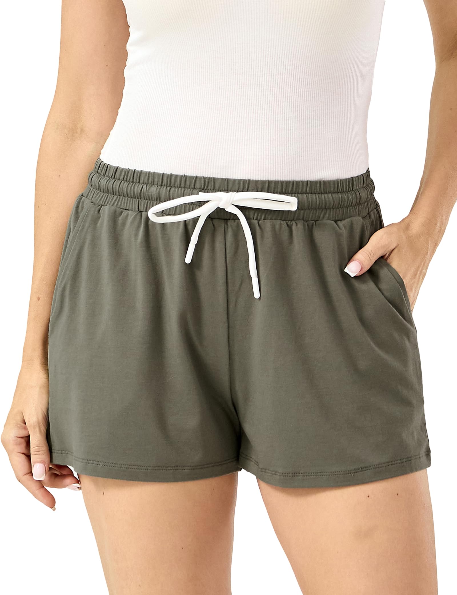 GYS Womens Pajama Shorts Drawstring Waist Lounge Shorts with Pockets, Viscose Made from Bamboo