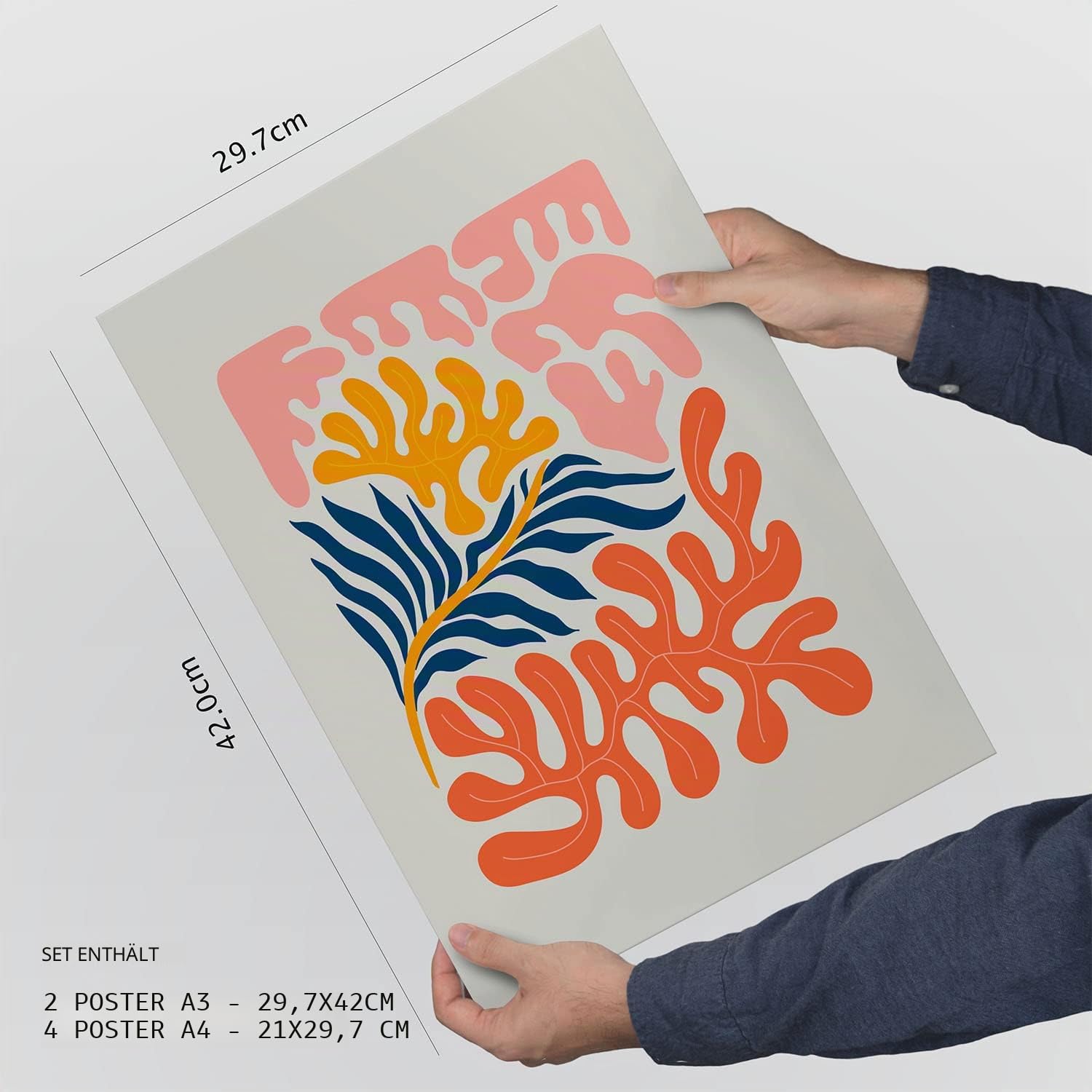 Nacnic Set mit 6 minimalistischen Postern in Pastellfarben. Süßes Zuhause. Drucke von Landschaften und Natur für Innenarchitektur und Dekoration. A3 & A4 Holzfarbe Rahmen.