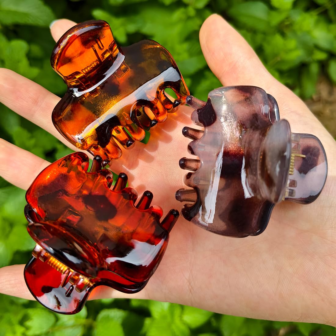 9pcs Medium Hair Claw Clips Jaw Clips 2inch Shark Claw Clips Half-tied Clips Non-slip Hair Clamps for Women Girls Thin Thick Hair Accessories Durable Strong Grip Bright (Tortoiseshell)
