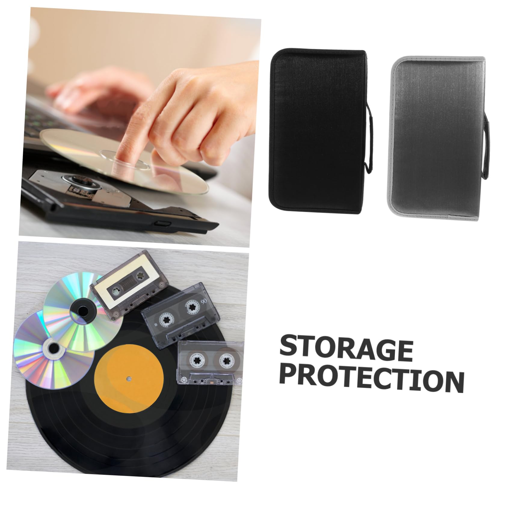 CHILDWEET Custodia Porta CD 2 Pezzi Mercerizzato, Capienza 128 Dischi, Borsa per Archiviazione CD e Dvd, Pratica per Casa e Viaggio