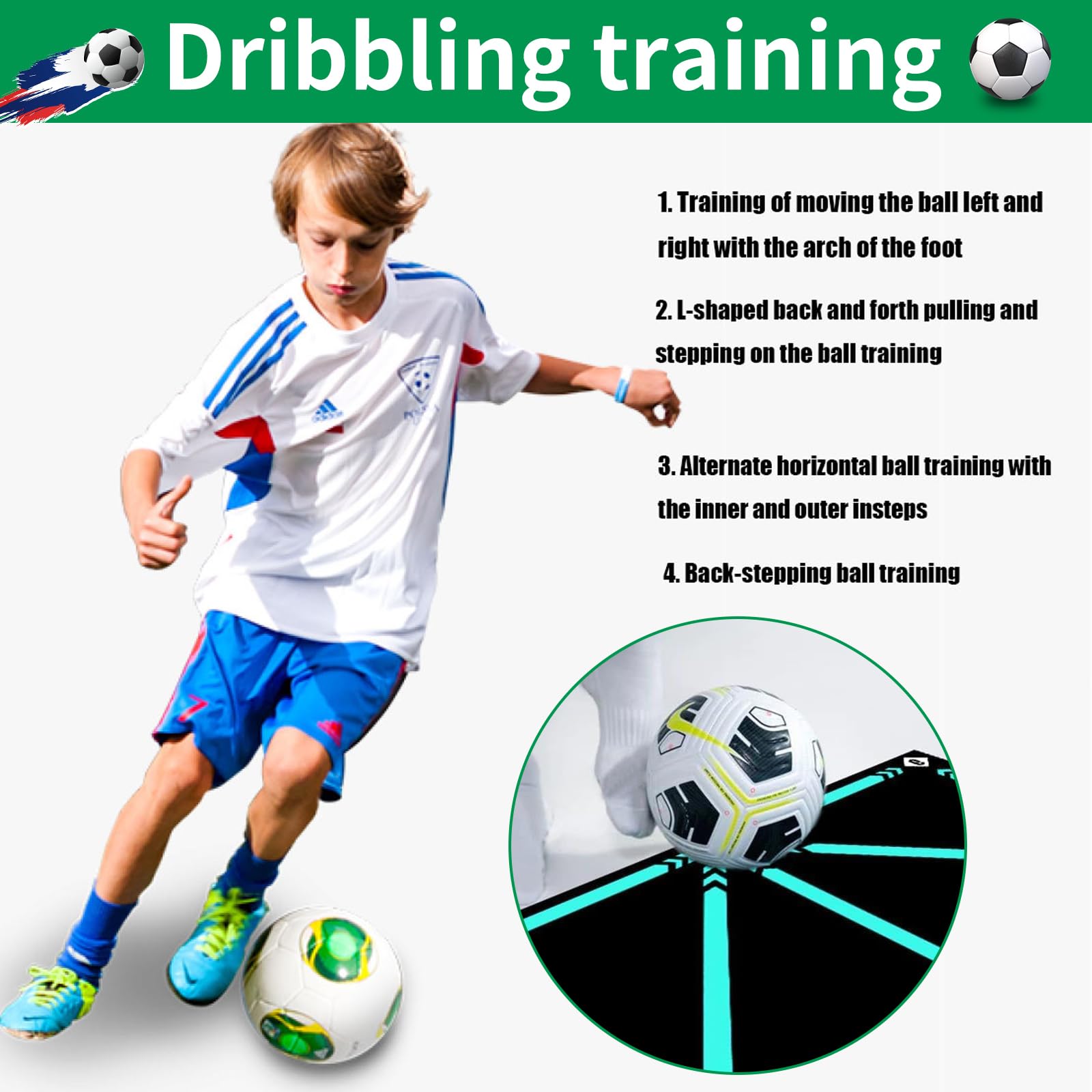 Tapis D'Entraînement Football 60x90cm Antidérapant - Tapis Dribble Et Contrôle De Balle Pour Améliorer Vos Compétences