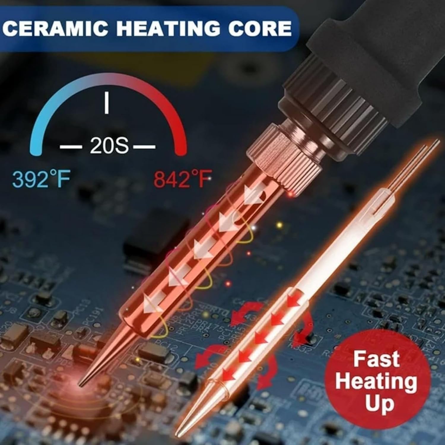 60 Watts Temperature Controlled Soldering Iron Kit (Pack of 7) Temperature Variable with 5 Different Copper Bits - Image 4 thumbnail