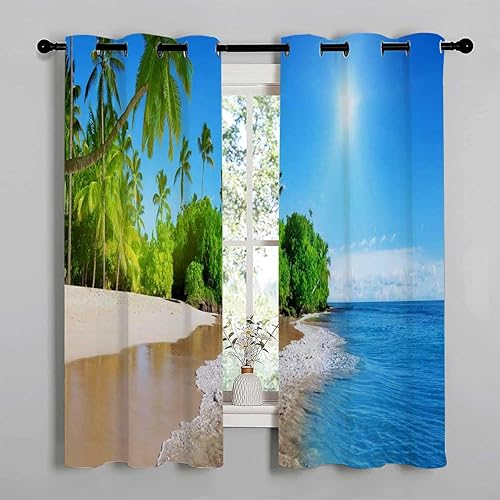 Miniatura 2 de Cortinas De Cocina Modernas Scenic Landscape Garage Door Curtains Garage Curtain 85Inch Width by 85Inch Length,2 Panels