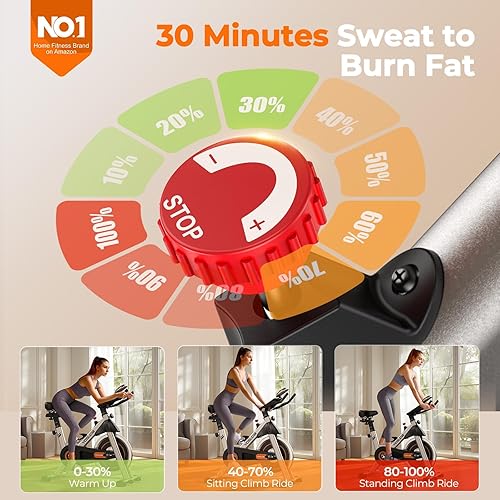 Vista 11 de YOSUDA Exercise Bike, Brake Pad Stationary Bike for Home with Exclusive App, Magnetic Indoor Cycling Bike with 300 lb Weight Capacity, Low Noise