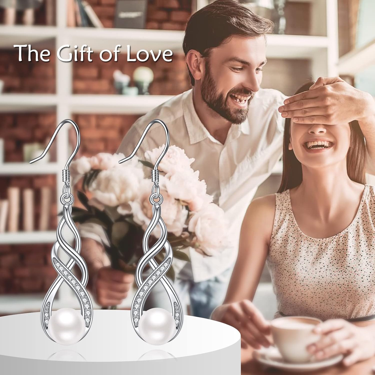 Pearl Earrings for Women 925 Sterling Silver Irish Celtic Knot Drop Dangle Earrings Leverback Jewelry Gifts (silver) - Image 6